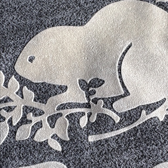 Roots Heather Gray Men's Hoodie white flocked logo EUC - Picture 3 of 6